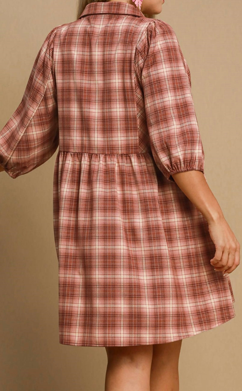 Umgee Checkered Mini Dress