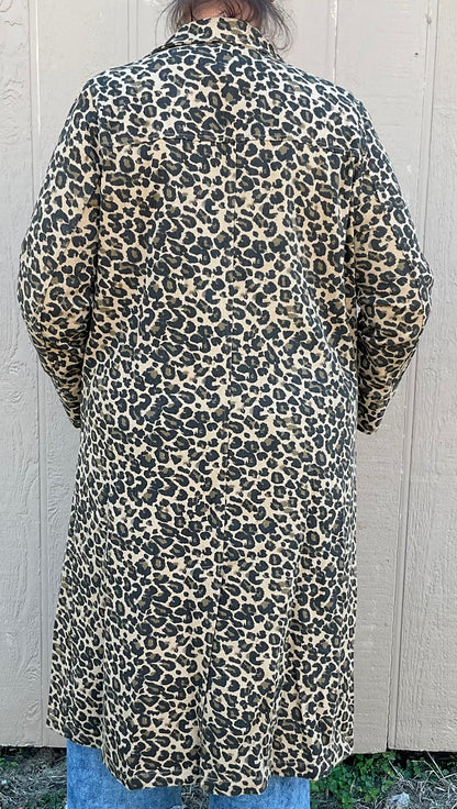 Davi & Dani Leopard Denim Duster
