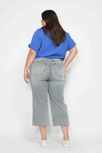 **Mid-Rise Wide Crop Judy Blue Jeans Plus Size