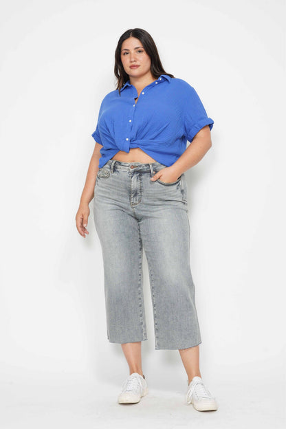 **Mid-Rise Wide Crop Judy Blue Jeans Plus Size