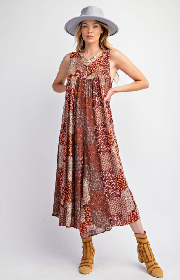 Easel Patchwork Jumper Dress