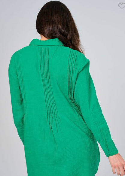 Blue Velvet Crinkle Cotton Blouse