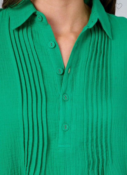 Blue Velvet Crinkle Cotton Blouse