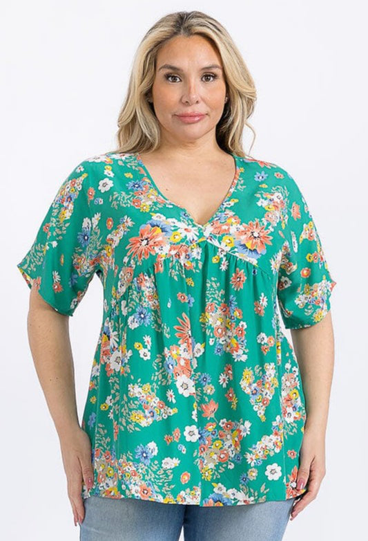 Mittoshop Floral V-Neck top Plus