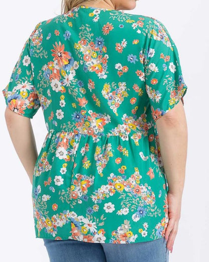 Mittoshop Floral V-Neck top Plus