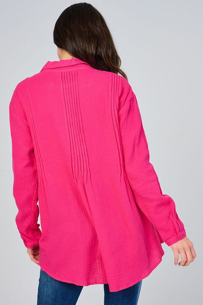 Blue Velvet Crinkle Cotton Blouse