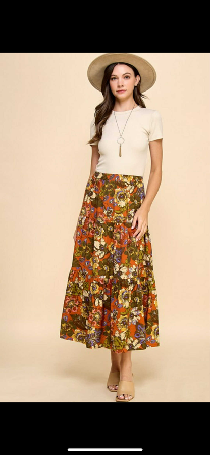 Midi Floral Skirt