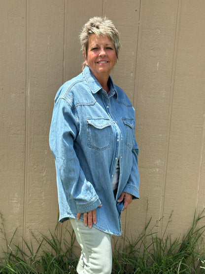 Risen long sleeve button down top