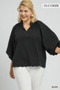 Umgee Textured Scalloped Plus Top