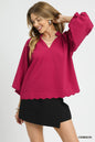 Umgee Textured Scalloped Top