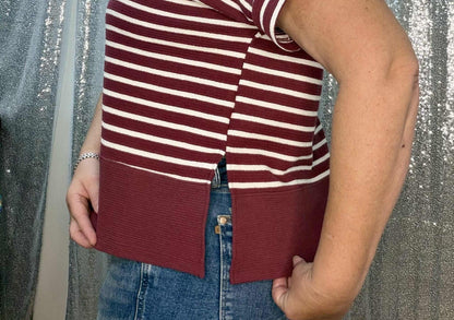 Tres Bien Cloudy Knit Striped SS Top