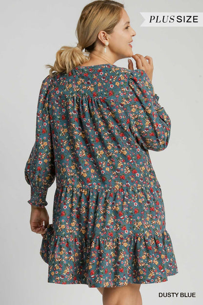 Umgee Floral V-Neck Dress Plus size