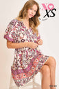 Umgee Boho Chic Black Mix Floral Mini Dress
