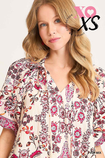 Umgee Boho Chic Black Mix Floral Mini Dress