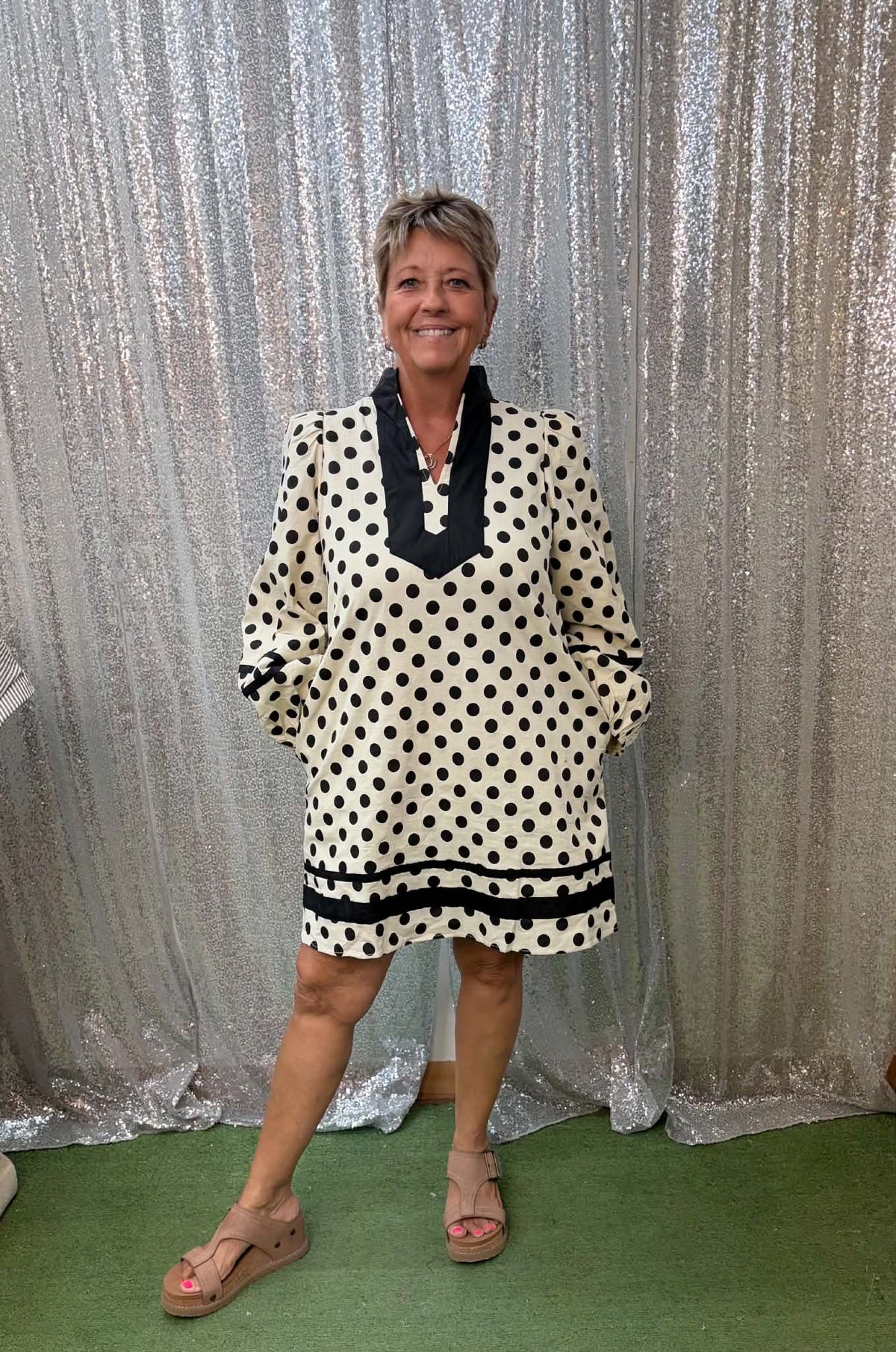 Jodifl Cream Polka Dot Dress