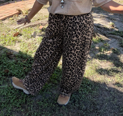New Me taupe leopard sweatpants