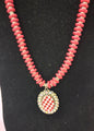 Silver Checked Pendant w/Rhinestones