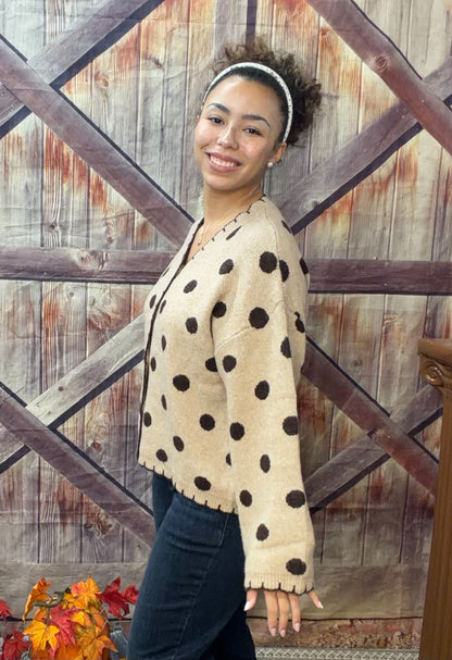 GiGio Button Front Polka Dot Sweater