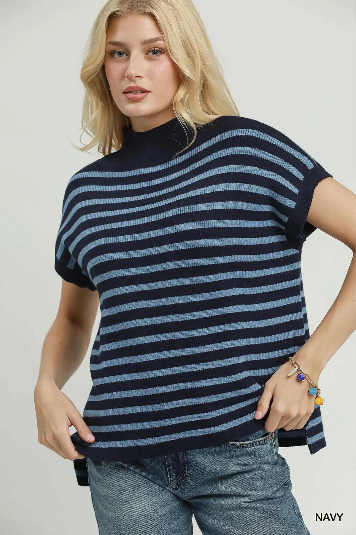 Umgee Mock Neck Short Slv. Sweater