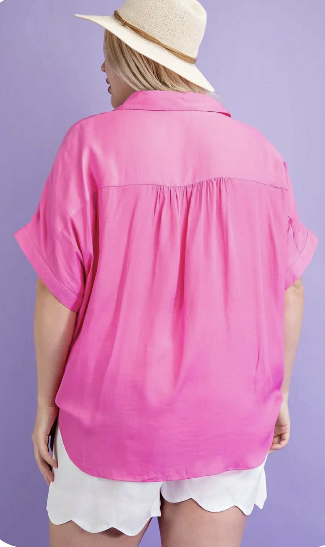 Collared V Neck Blouse w/ Pizzazz