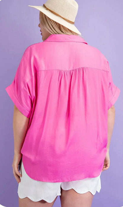 Collared V Neck Blouse w/ Pizzazz