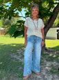 Easel Washed Denim Cross Stitch Pants