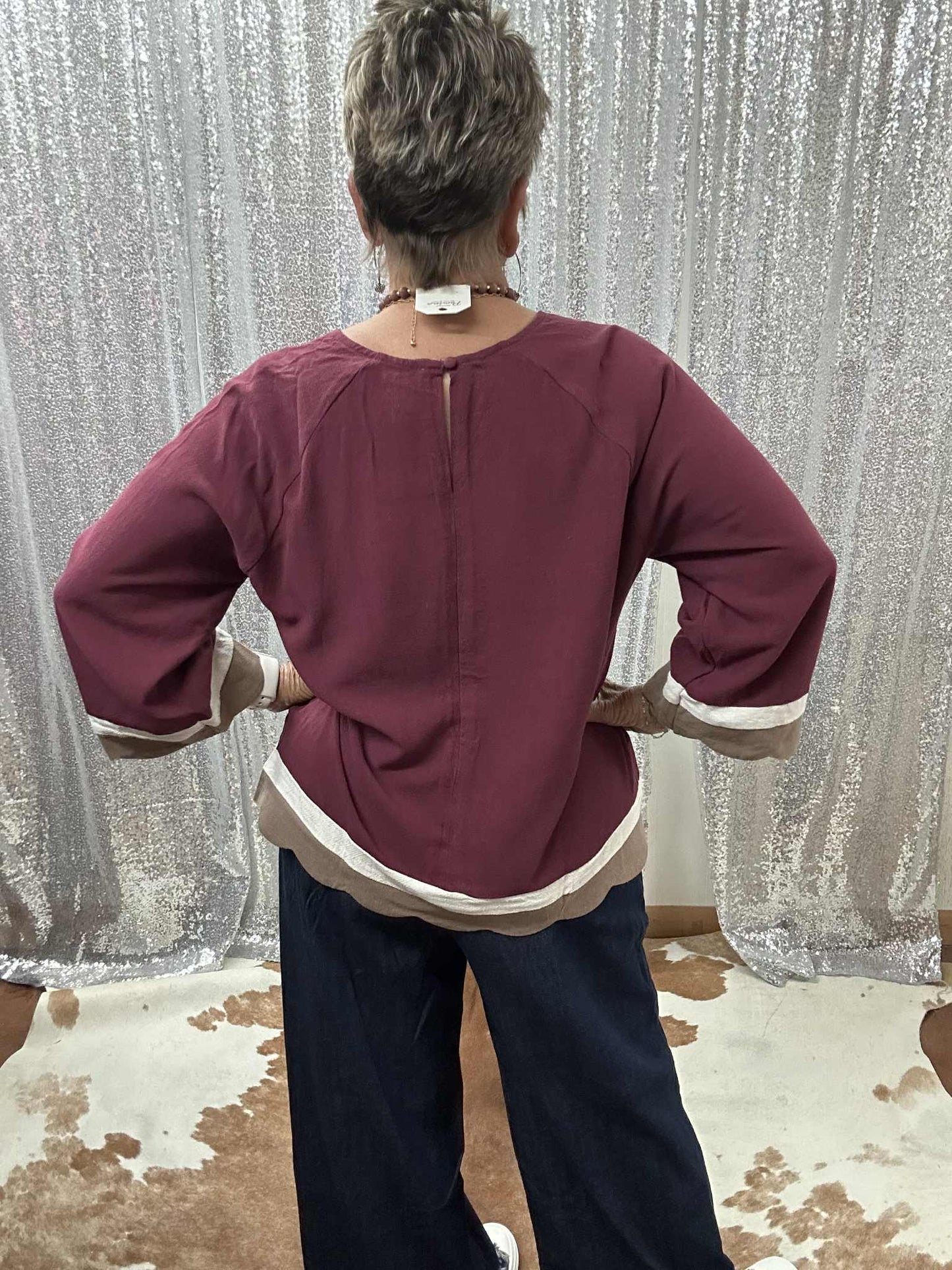 Linen Merlot Classic round neck