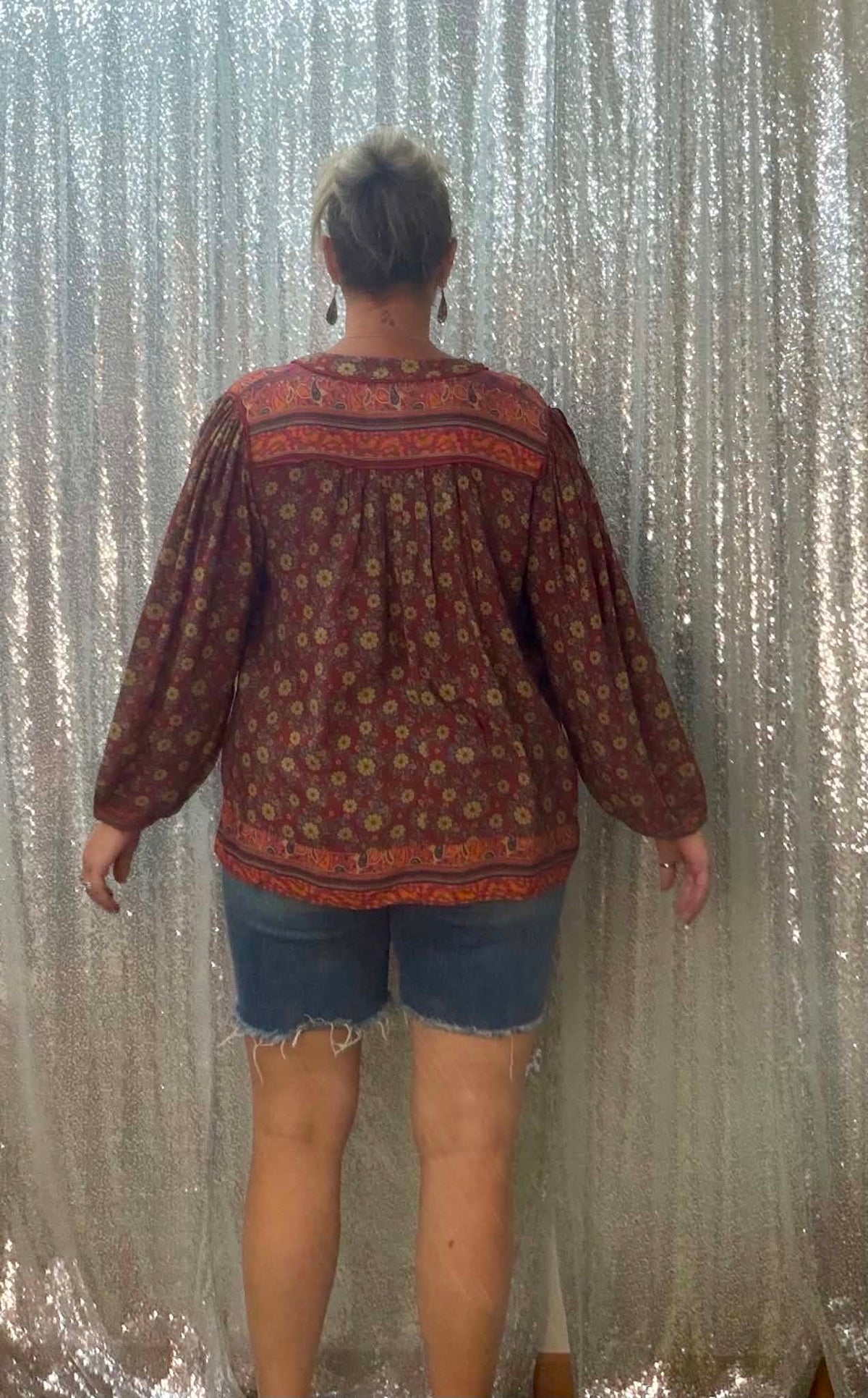 Easel boho brown floral top