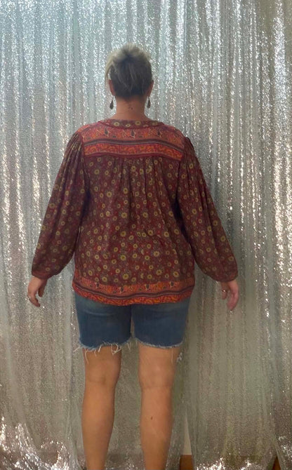 Easel boho brown floral top