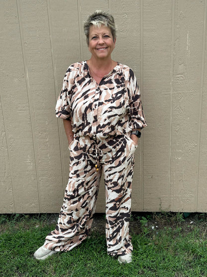 Umgee Animal Print Button Down Top