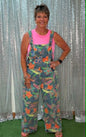 Easel Bright Floral Printed Overalls