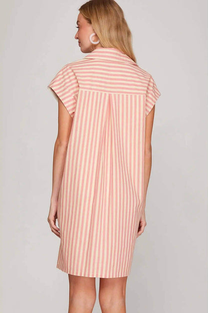 She & Sky Button Front Shirt Dress