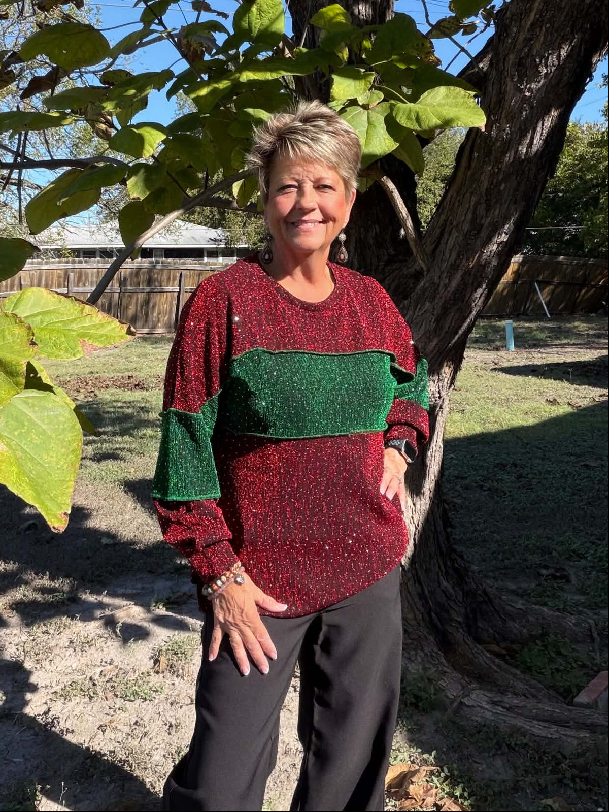 Sunshine & Rodeos Red/Green Block Top
