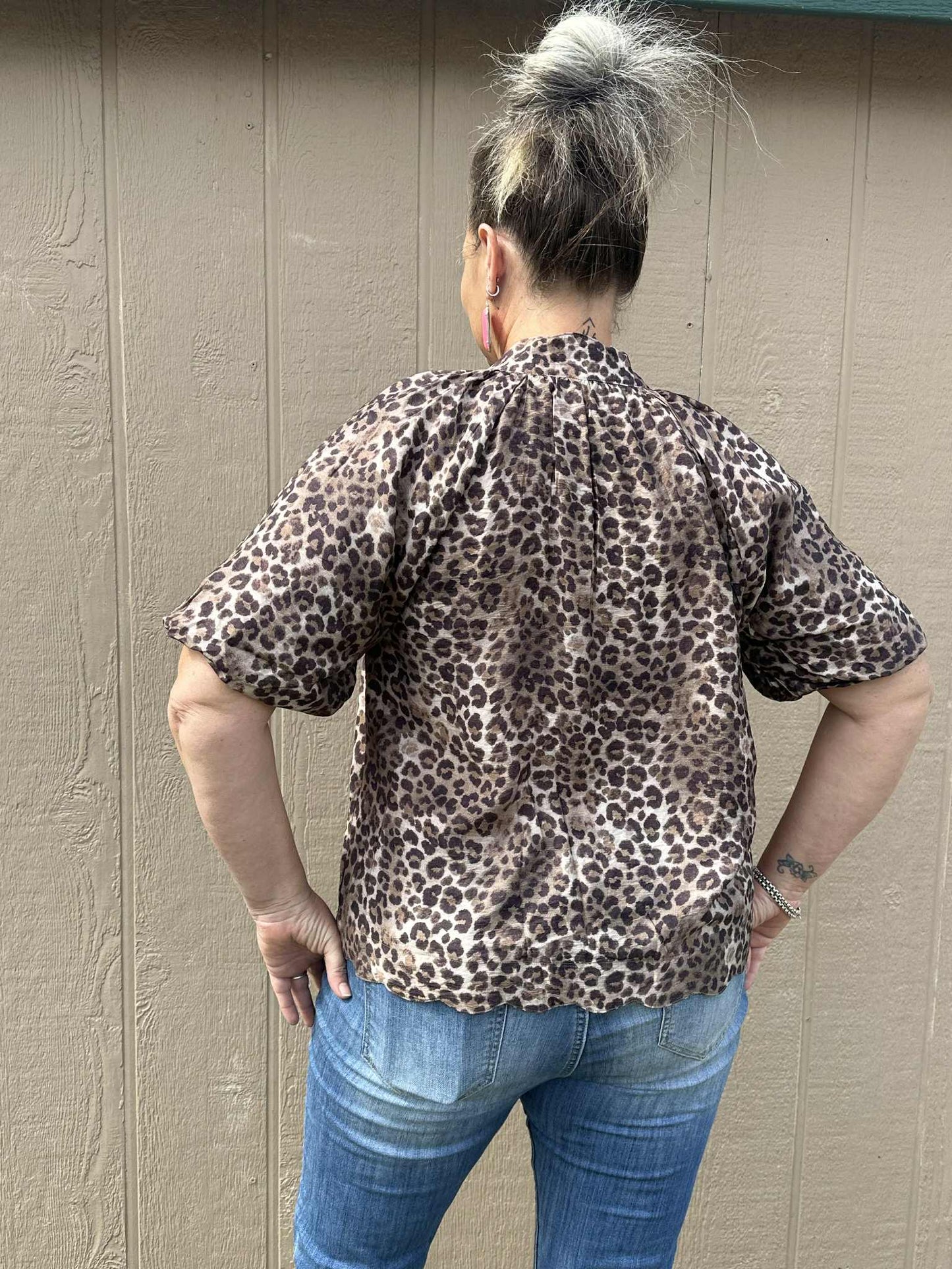 Bubble sleeve Animal Print Umgee Blouse