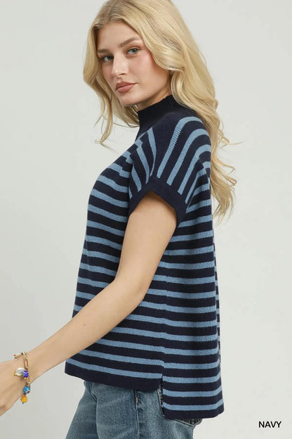 Umgee Mock Neck Short Slv. Sweater