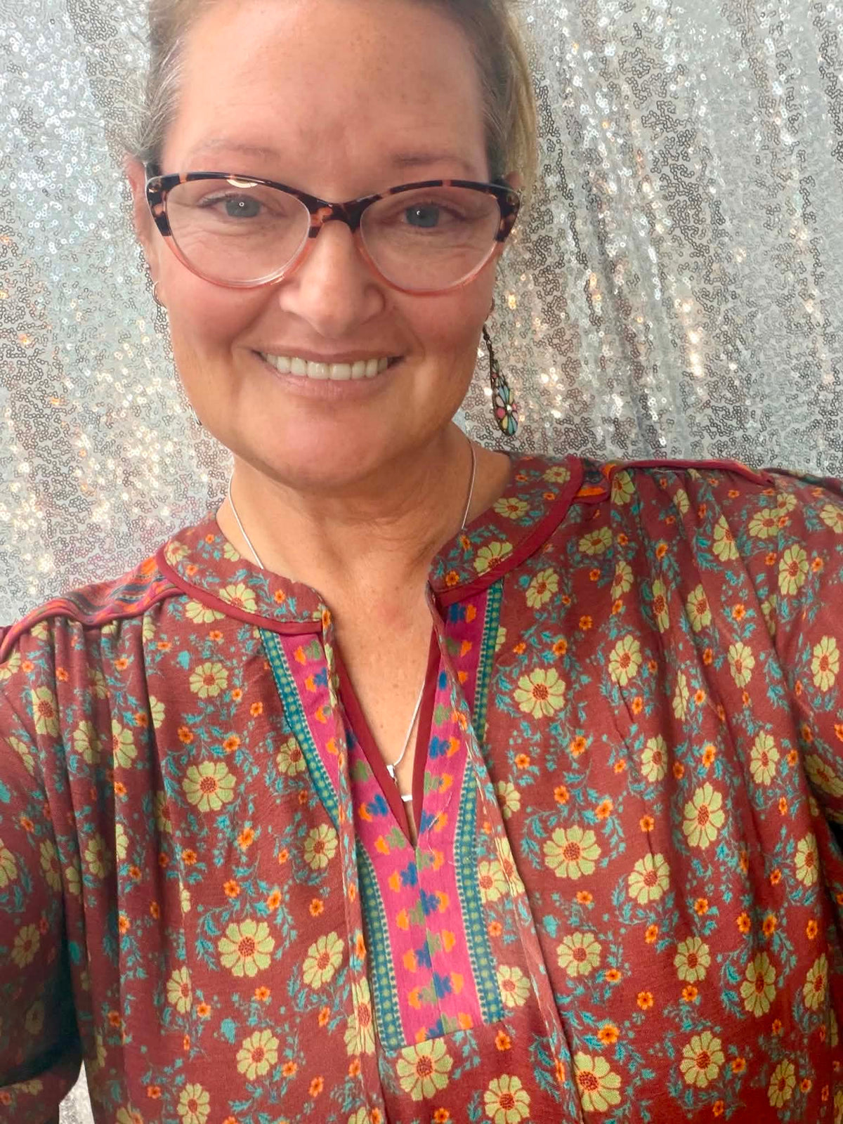 Easel boho brown floral top