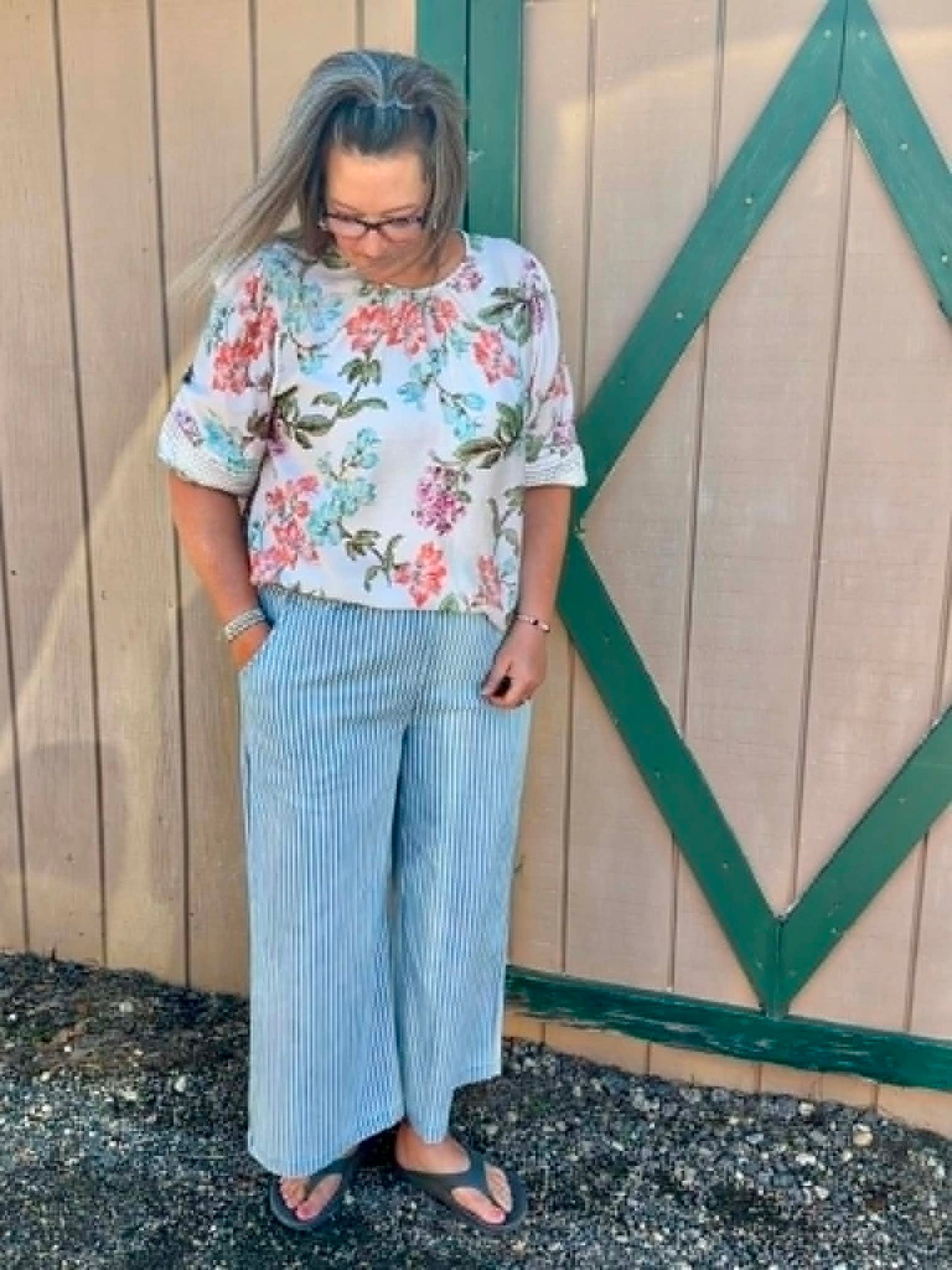 Umgee Stone wash stripe pants PLUS