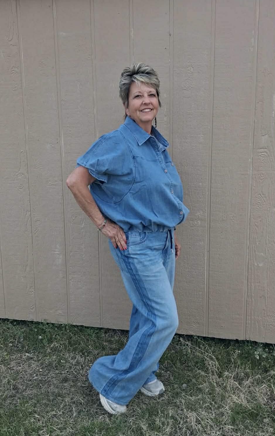 Easel Washed Denim Top