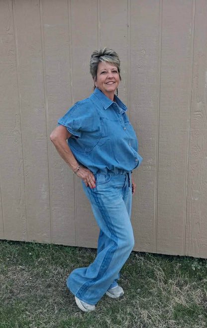 Easel Washed Denim Top