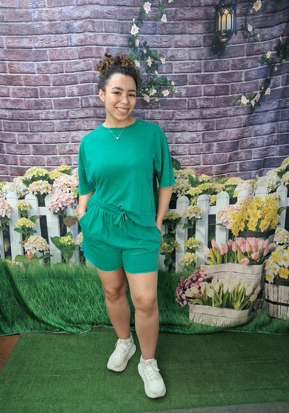 Very J seafoam short set