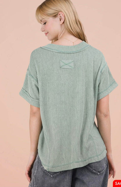 Very J ribbed v neck top
