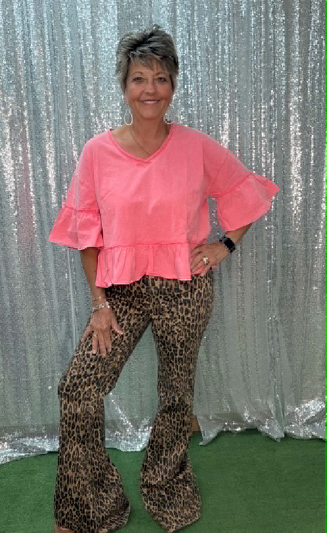New Me V-neck T-shirt w/ruffles