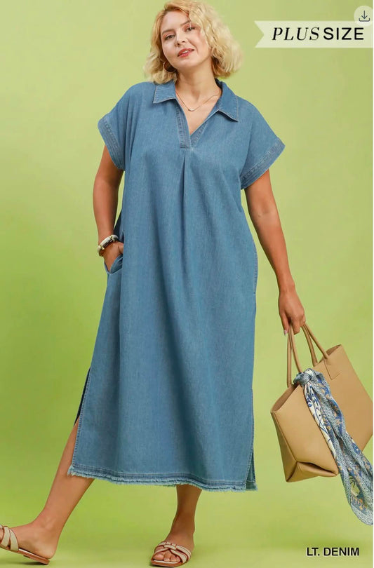 UMGEE STRAIGHT DENIM DRESS PLUS