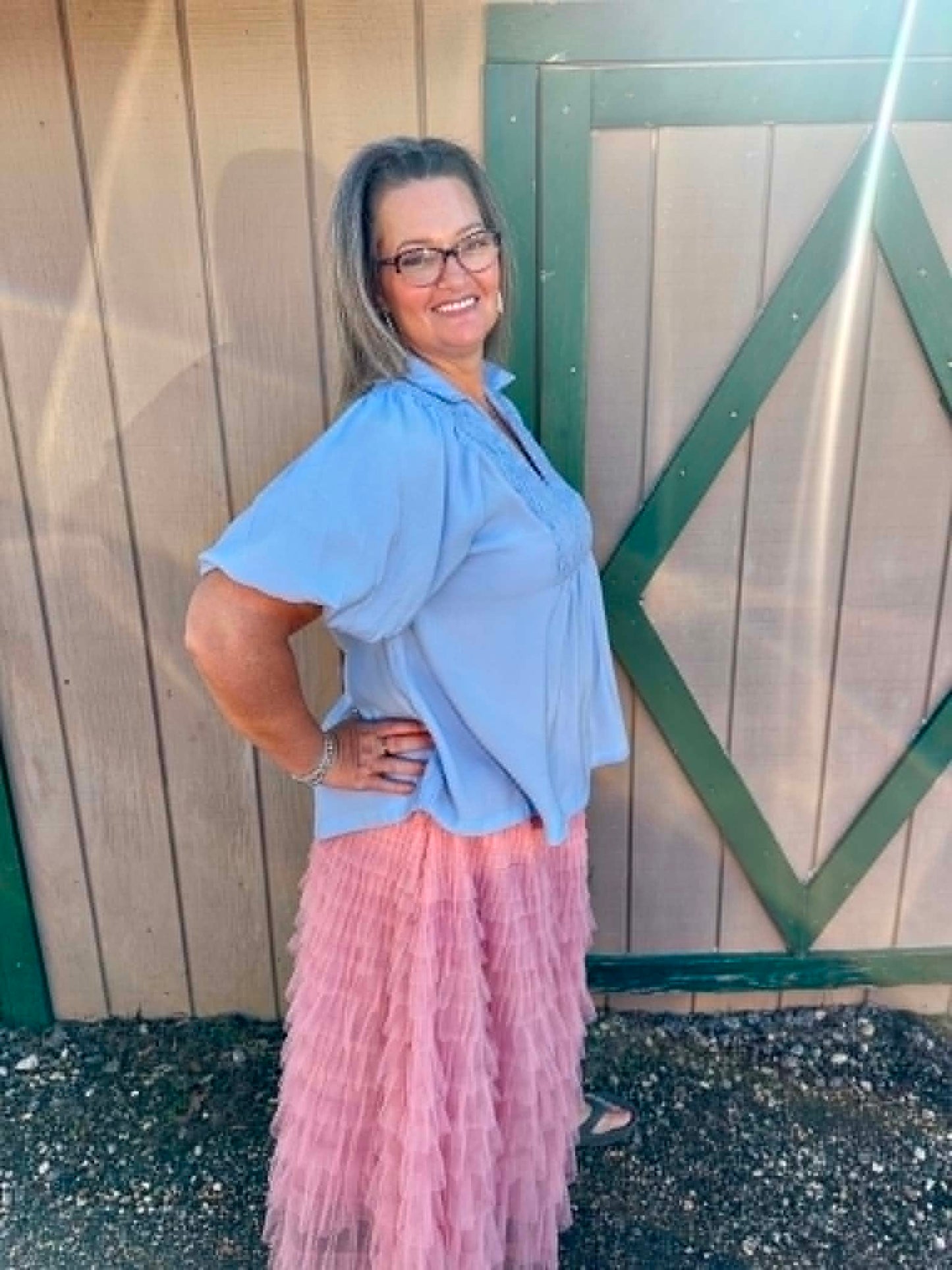 Umgee Bubble Sleeve Blouse PLUS