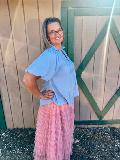 Umgee Bubble Sleeve Blouse PLUS