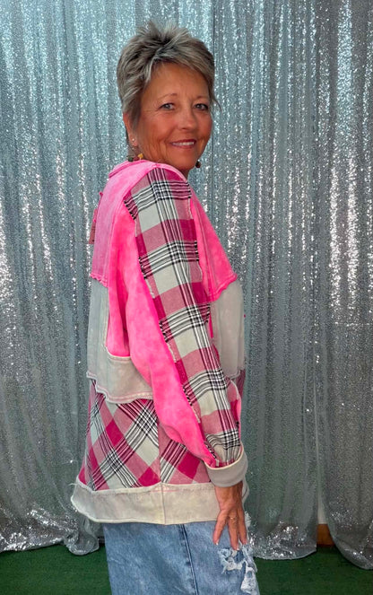 Sage & Fig pink patch mix media top