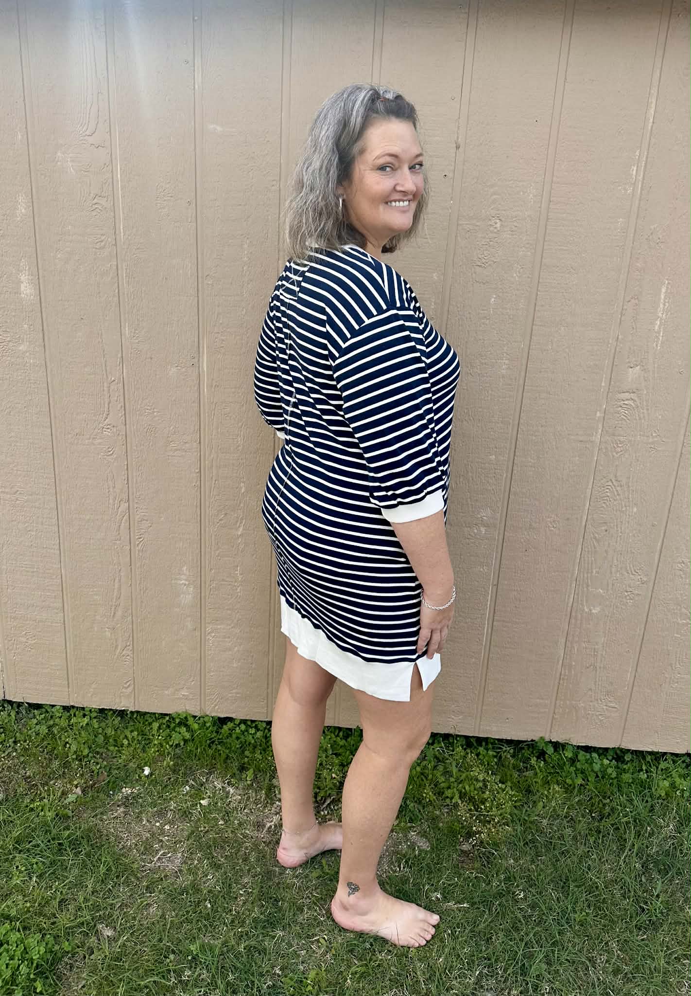 entro blue/white striped dress