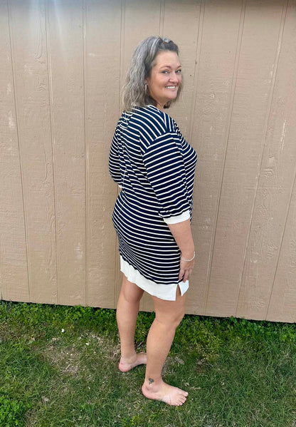 entro blue/white striped dress