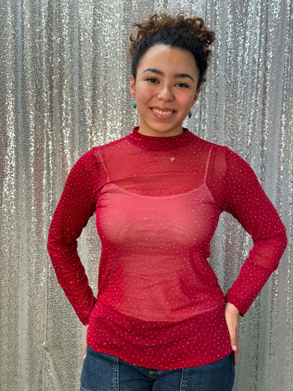 Sunshine & Rodio Mesh Top w/ rhinestone