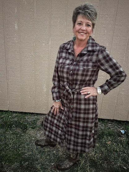 SHE+SKY BROWN FLANNEL DRESS